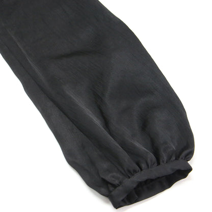 25春夏 シボサテン レイヤースリーブ ブラウス / プルオーバー 長袖 ボリュームスリーブ Vネック フリル