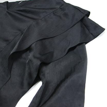 25春夏 シボサテン レイヤースリーブ ブラウス / プルオーバー 長袖 ボリュームスリーブ Vネック フリル