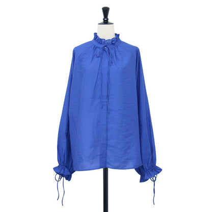 24秋冬 ハイブリット フリル リボンブラウス / 長袖 ハイネック Aライン スリット ギャザー リボンディテール