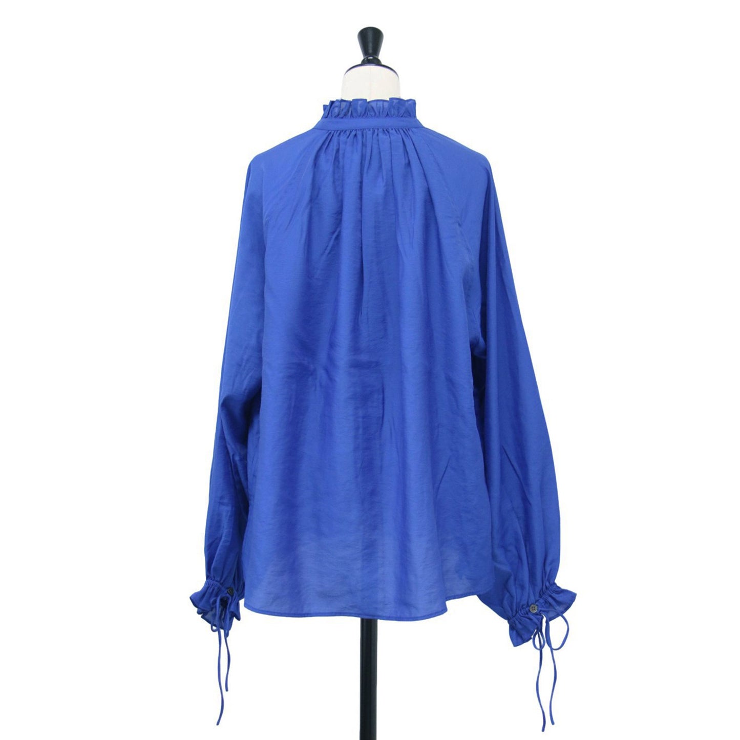 24秋冬 ハイブリット フリル リボンブラウス / 長袖 ハイネック Aライン スリット ギャザー リボンディテール