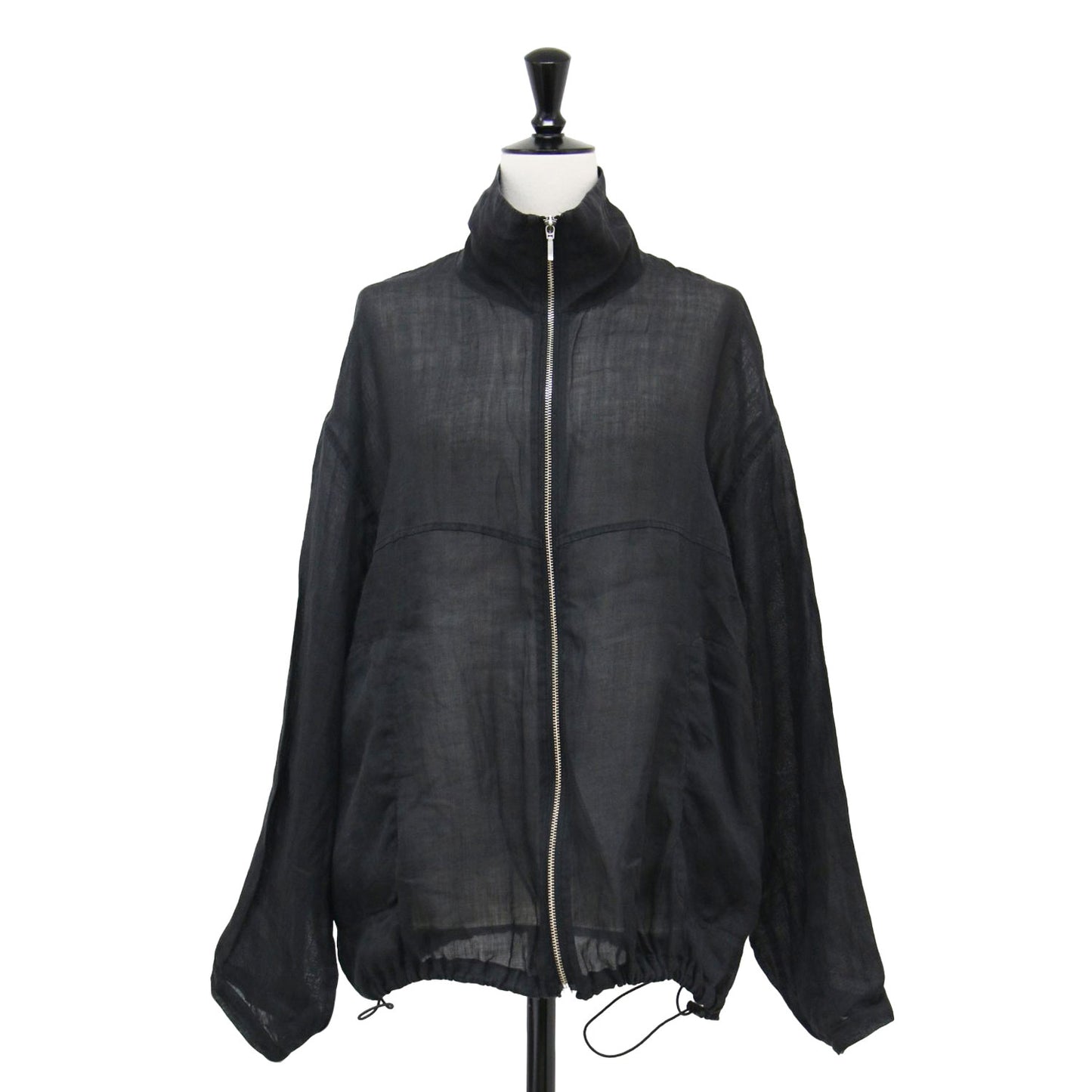 24春夏 ラミー シアー ジップブルゾン / ジャケット 長袖 ハイネック ギャザー ワイド リネン