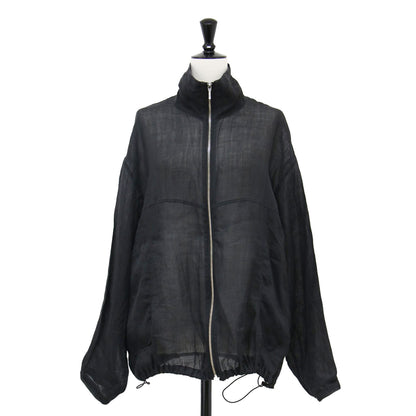 24春夏 ラミー シアー ジップブルゾン / ジャケット 長袖 ハイネック ギャザー ワイド リネン