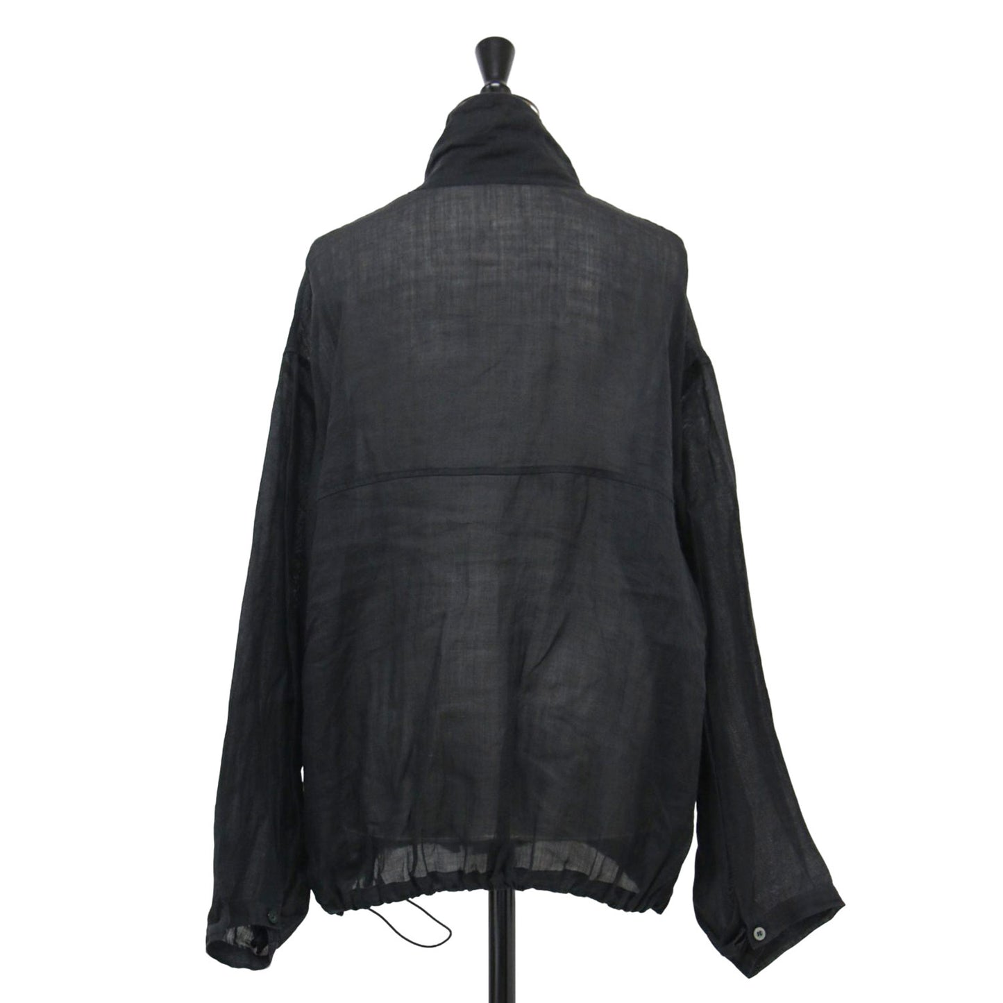 24春夏 ラミー シアー ジップブルゾン / ジャケット 長袖 ハイネック ギャザー ワイド リネン