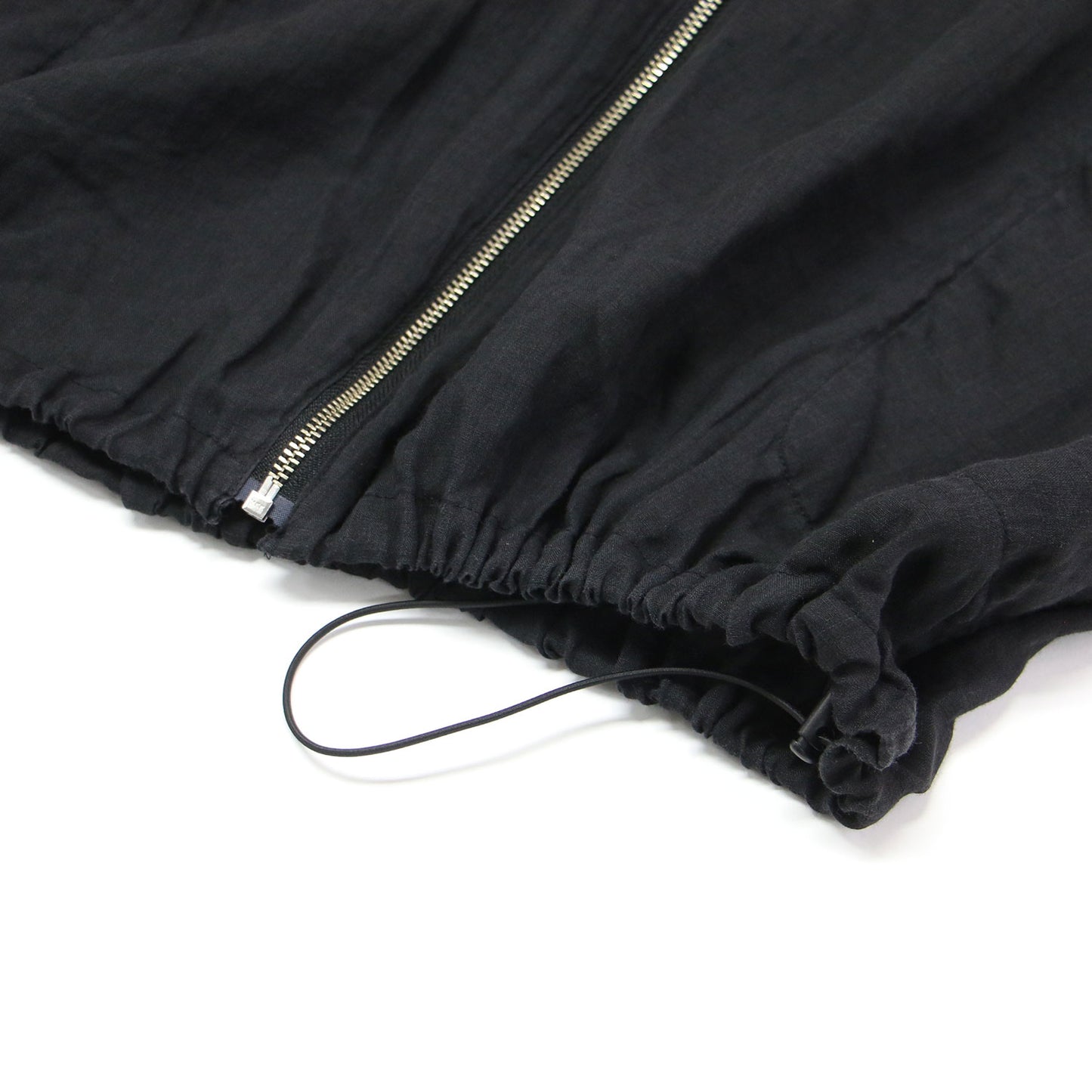 24春夏 ラミー シアー ジップブルゾン / ジャケット 長袖 ハイネック ギャザー ワイド リネン