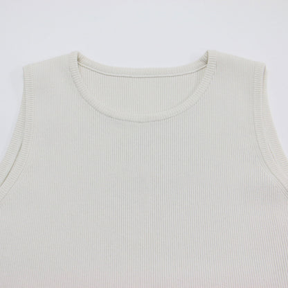 23春夏 リブ クロップ タンクトップ / MUSE Diner B RIB CROP ニット コンパクト ストレッチ