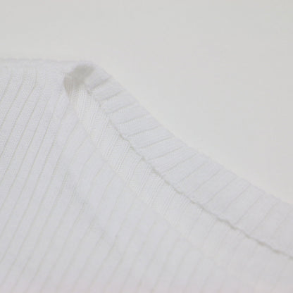 24春夏 ギザコットン リブ ボートネック プルオーバー / カットソー 7分袖 ボートネック コンパクト ストレッチ コットン