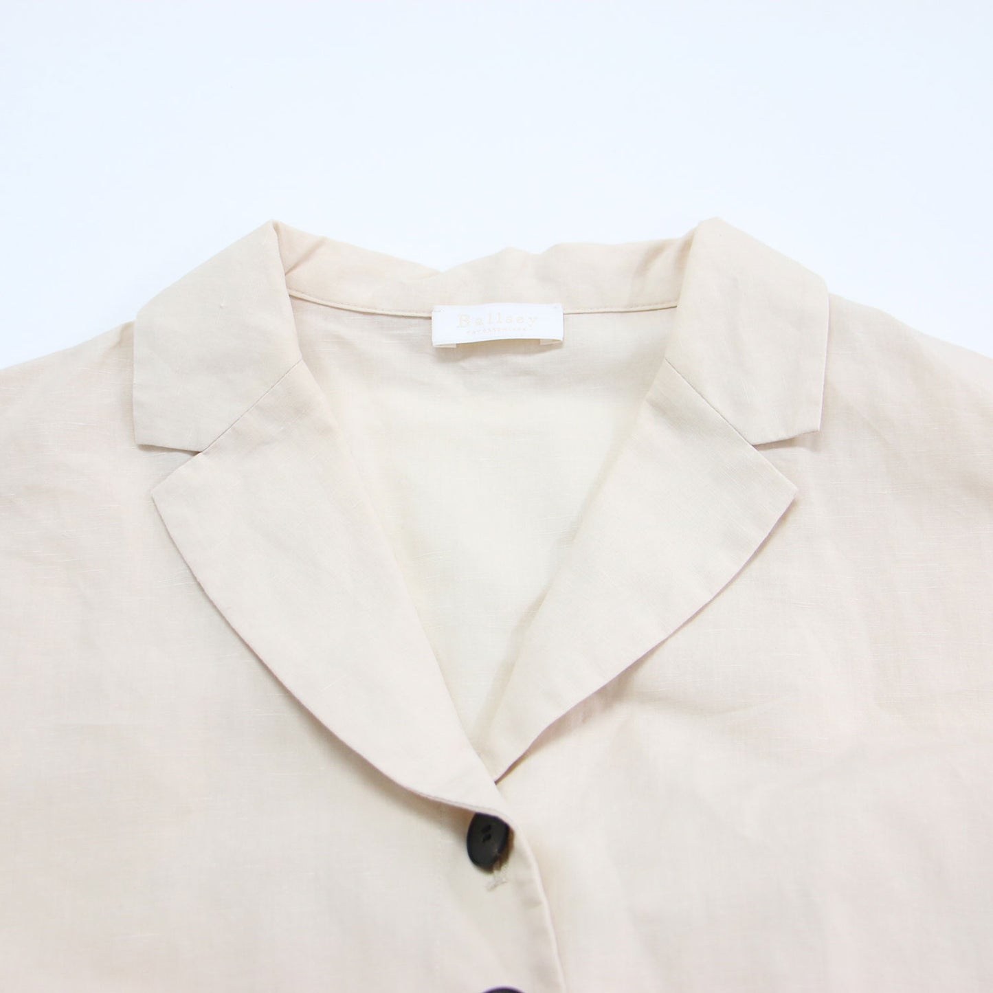 24春夏 リネン コットン ムーブ テーラーカラー オールインワン / サロペット フレンチスリーブ Vネック タック ワイドパンツ