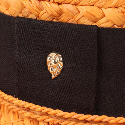 リボン カンカン帽 / CATHERINE ラフィアハット 帽子 ロゴ チャーム