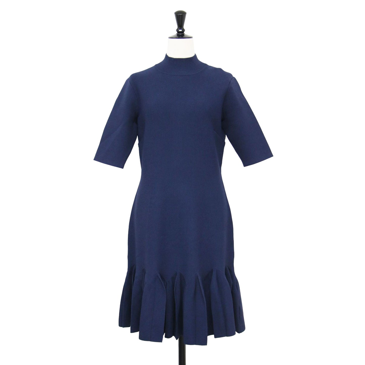 ハイネック フレア 切替 ニット ドレス / Full Milano Fit And Flare Dress ワンピース 5分袖 膝丈 ミニ ストレッチ