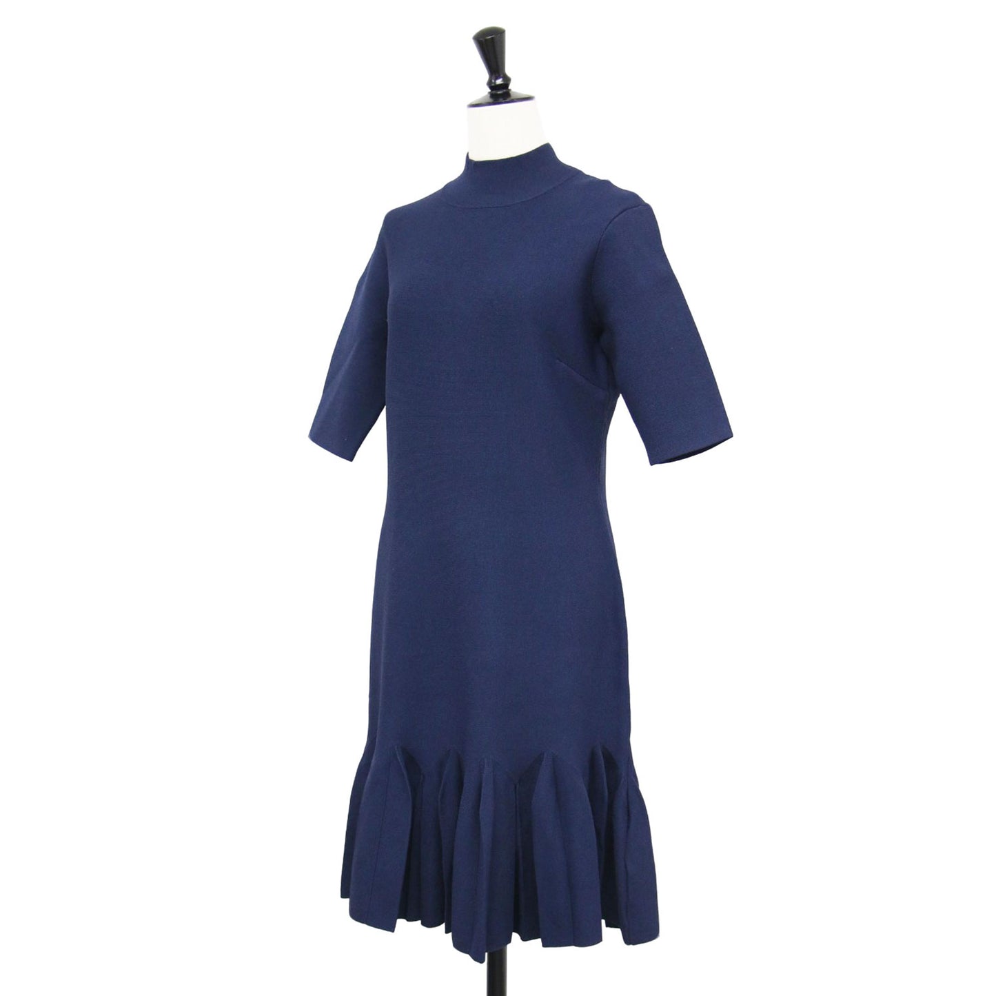 ハイネック フレア 切替 ニット ドレス / Full Milano Fit And Flare Dress ワンピース 5分袖 膝丈 ミニ ストレッチ