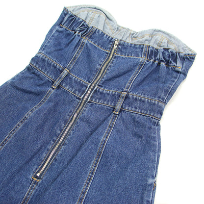 20春夏 デニム ベア ワンピース / ドレス ビスチェ ミモレ丈 タイト ギャザー コットン