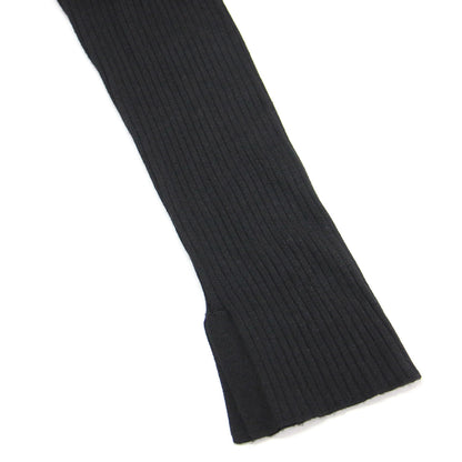 ボートネック リブ ニット フレア ワンピース / ドレス ニット 長袖 ロング丈 スリット