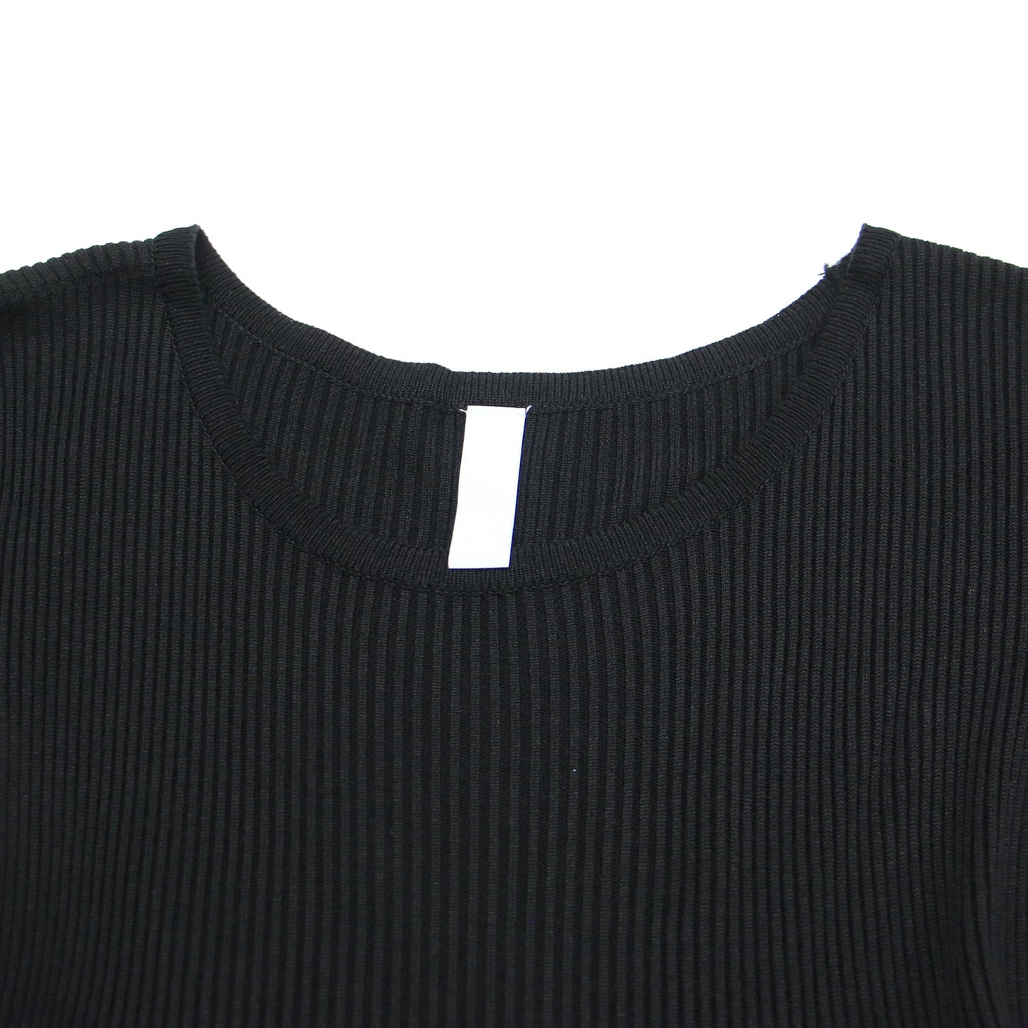 半袖 リブニット 切替 フレア ドレス / POTTERY CUPRO SHORT SLEEVE DRESS ワンピース クルーネック ロング丈