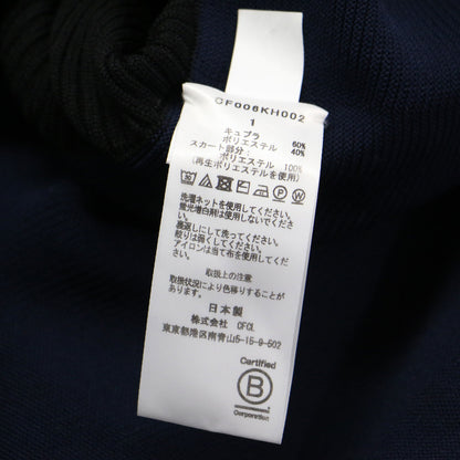 半袖 リブニット 切替 フレア ドレス / POTTERY CUPRO SHORT SLEEVE DRESS ワンピース クルーネック ロング丈