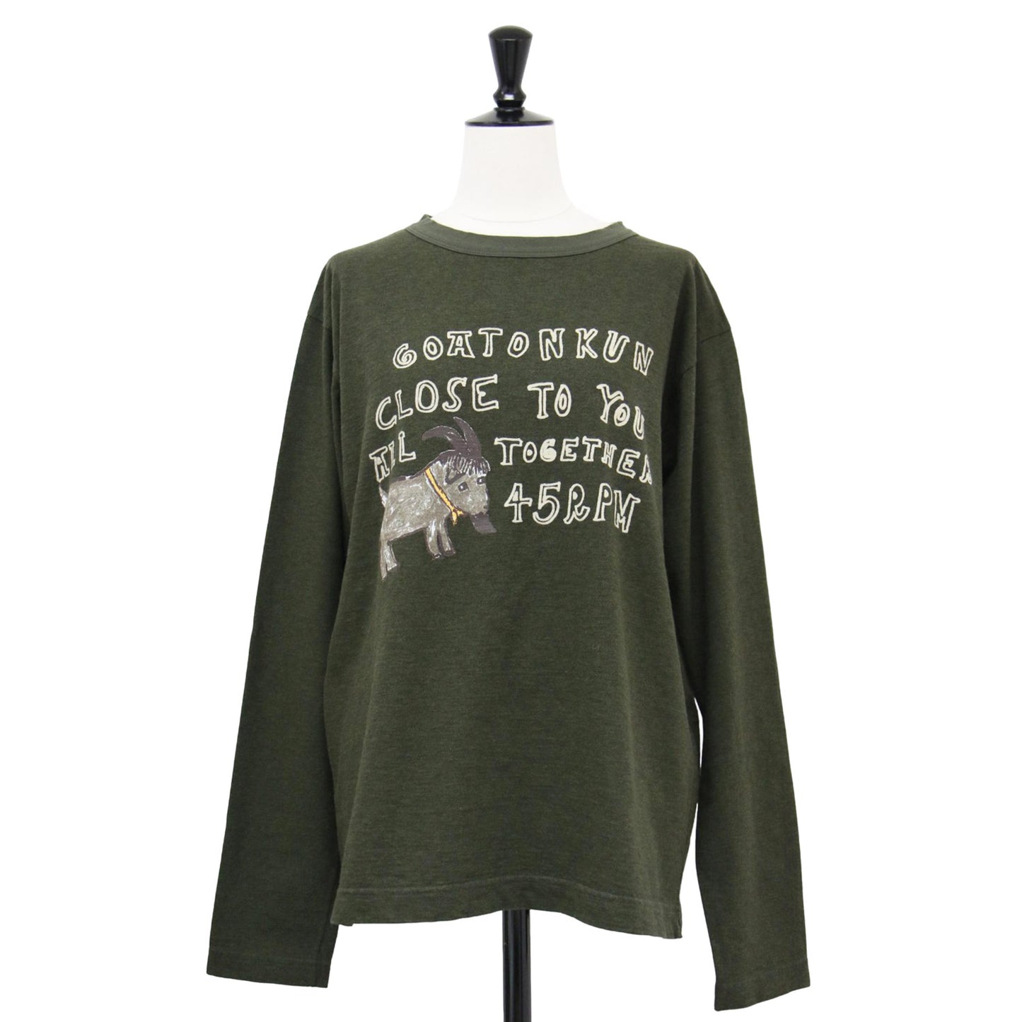 ゴートンくんベタッチプリントの908クレリック長袖Tシャツ / カットソー クルーネック 天竺 プリント ロゴ 刺繍 コットン