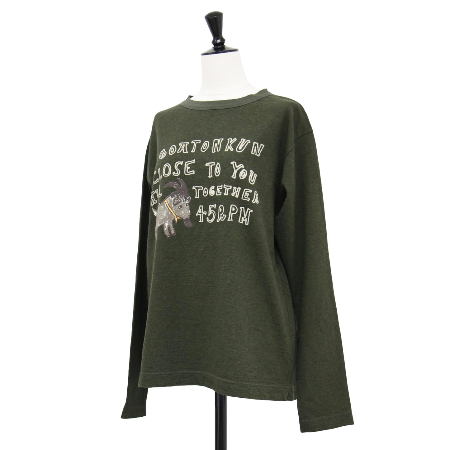 ゴートンくんベタッチプリントの908クレリック長袖Tシャツ / カットソー クルーネック 天竺 プリント ロゴ 刺繍 コットン