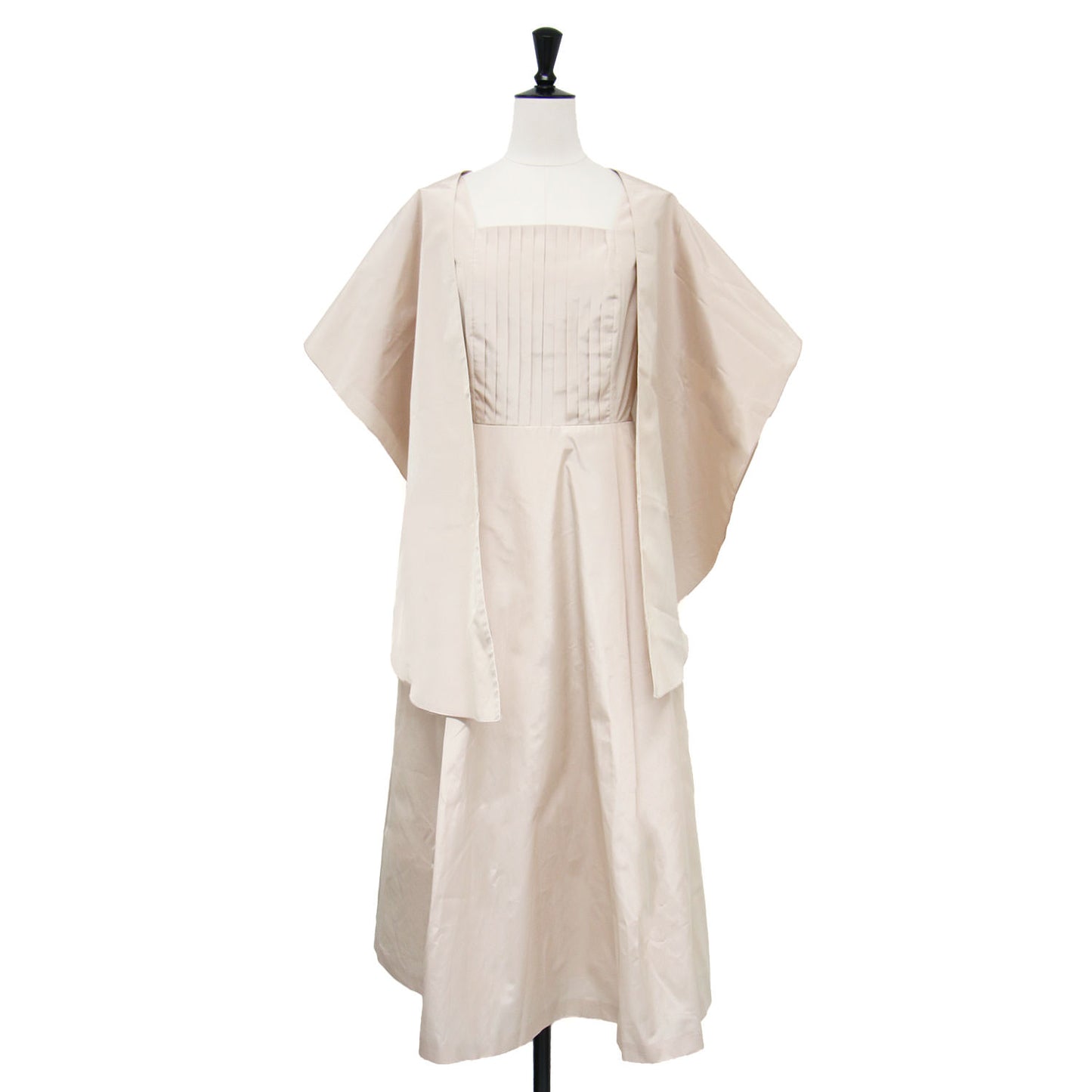 プリンセスタフタ ボレロ付き 結婚式ワンピース ドレス / ミディ丈 ロング丈 ノースリーブ フレア ショール