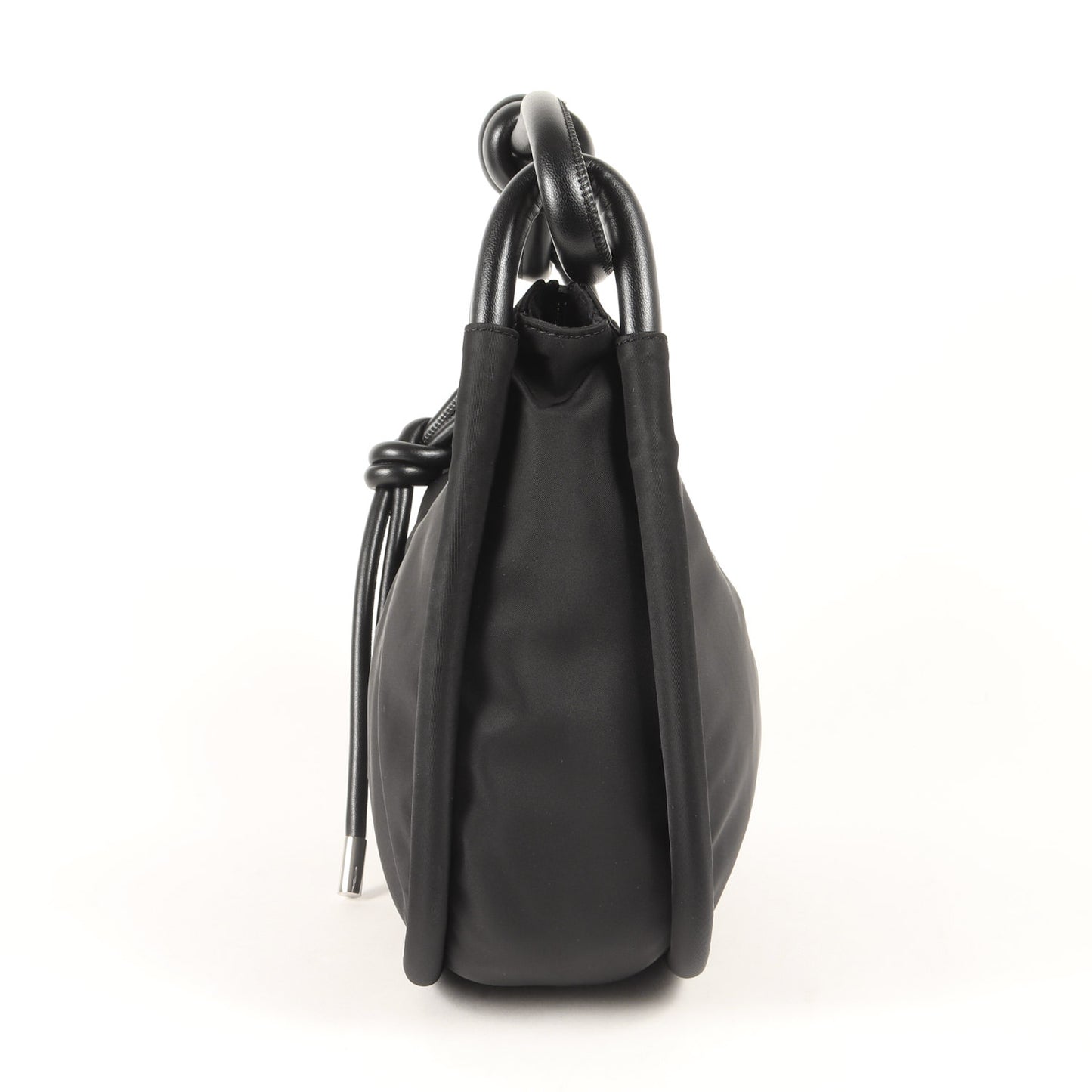 24春夏 メタルロゴ ナイロン ハンドバッグ / Knot Baguette 肩掛け レザー