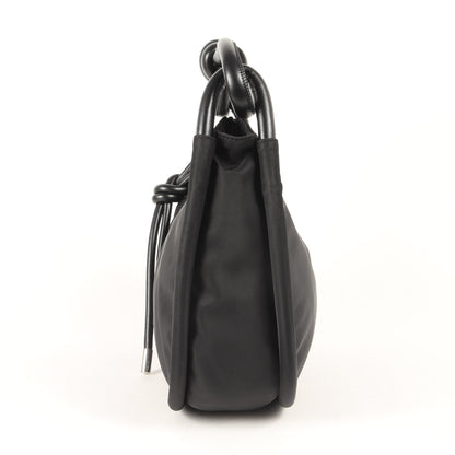 24春夏 メタルロゴ ナイロン ハンドバッグ / Knot Baguette 肩掛け レザー