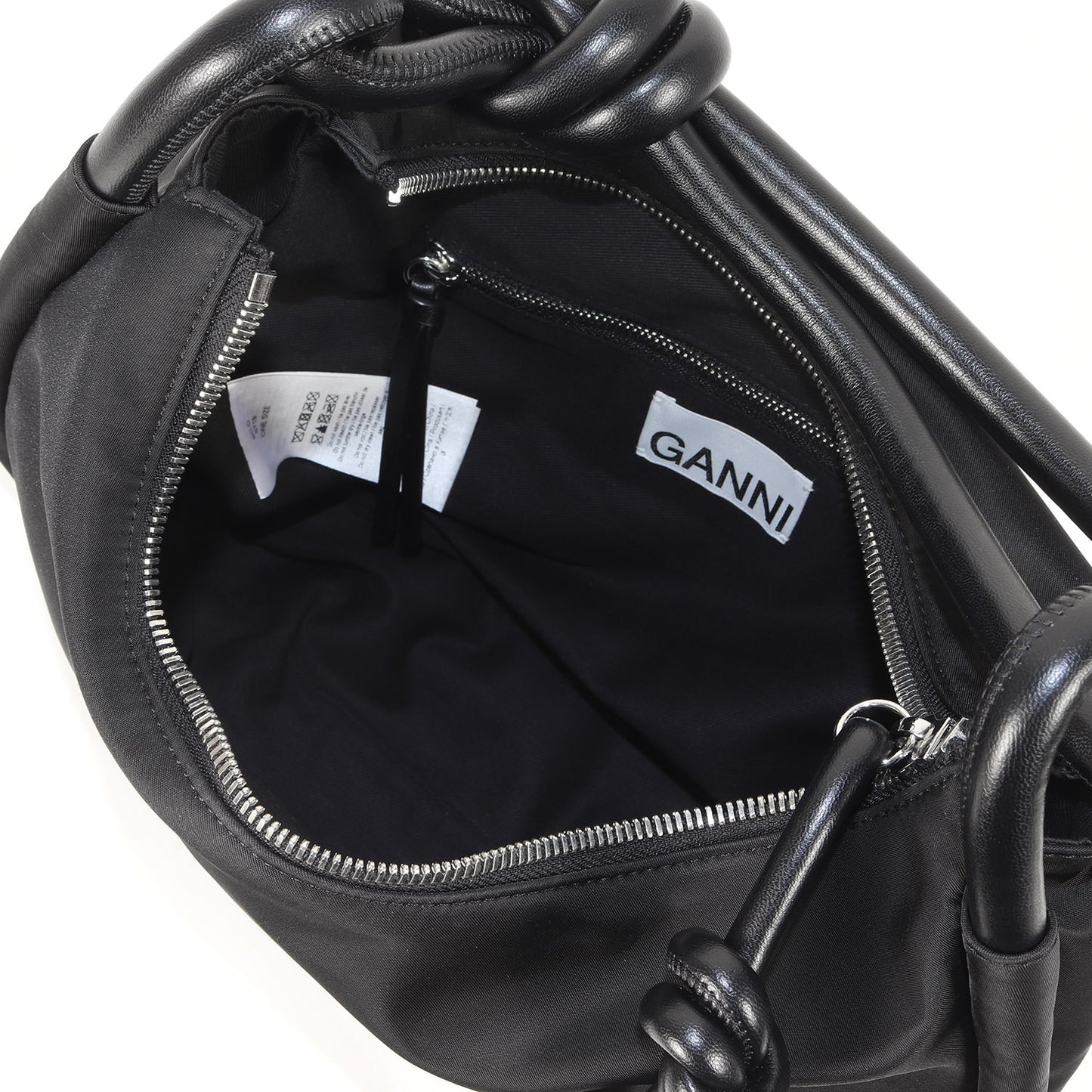 24春夏 メタルロゴ ナイロン ハンドバッグ / Knot Baguette 肩掛け レザー