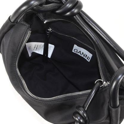 24春夏 メタルロゴ ナイロン ハンドバッグ / Knot Baguette 肩掛け レザー