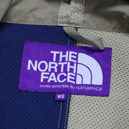 バイカラー フード付き マウンテンパーカー / ナイロンジャケット 長袖 ラグラン ドローコード ロゴ 刺繍