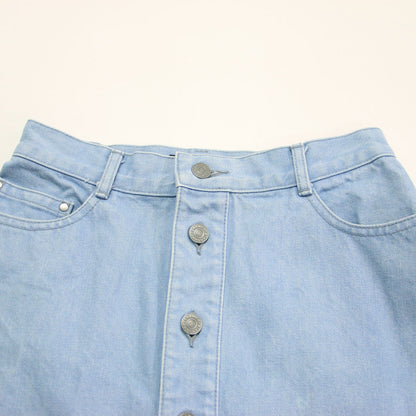 フロントボタン デニムスカート / フレア ロング丈 Aライン コットン