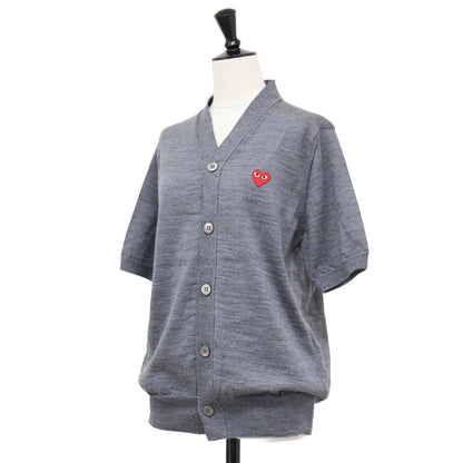 23秋冬 Vネック ショートスリーブ カーディガン / V-Neck Short Sleeve Cardigan ニット ハート ロゴ ハイゲージ ウール