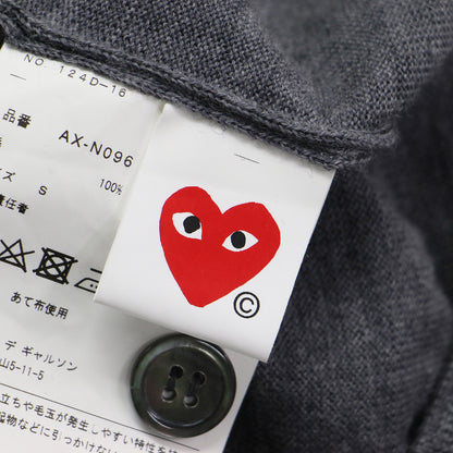 23秋冬 Vネック ショートスリーブ カーディガン / V-Neck Short Sleeve Cardigan ニット ハート ロゴ ハイゲージ ウール