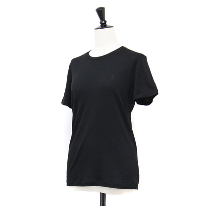 ロゴ 刺繍 モノグラム Tシャツ / カットソー 半袖 ラウンドネック ウールジャージ―