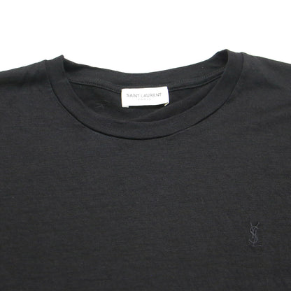 ロゴ 刺繍 モノグラム Tシャツ / カットソー 半袖 ラウンドネック ウールジャージ―