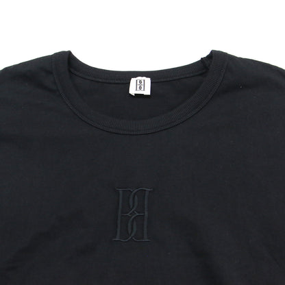 25秋冬 クロップド丈 ロゴ Tシャツ / カットソー 半袖 クルーネック ドロップショルダー コットン