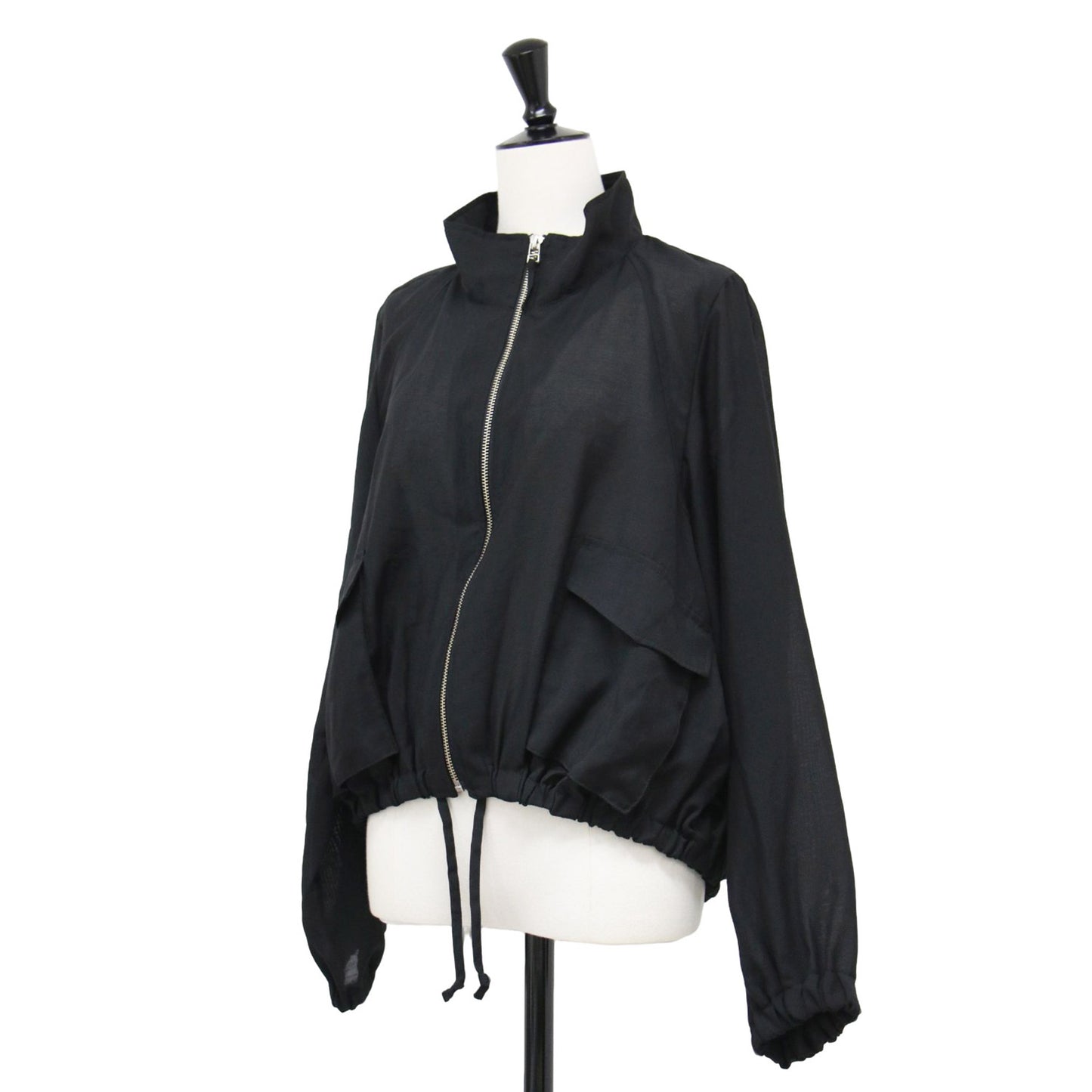 25春夏 シアー ジップ ブルゾン / SHEER ZIP BLOUSON 長袖 ハイネック ギャザー ワイド