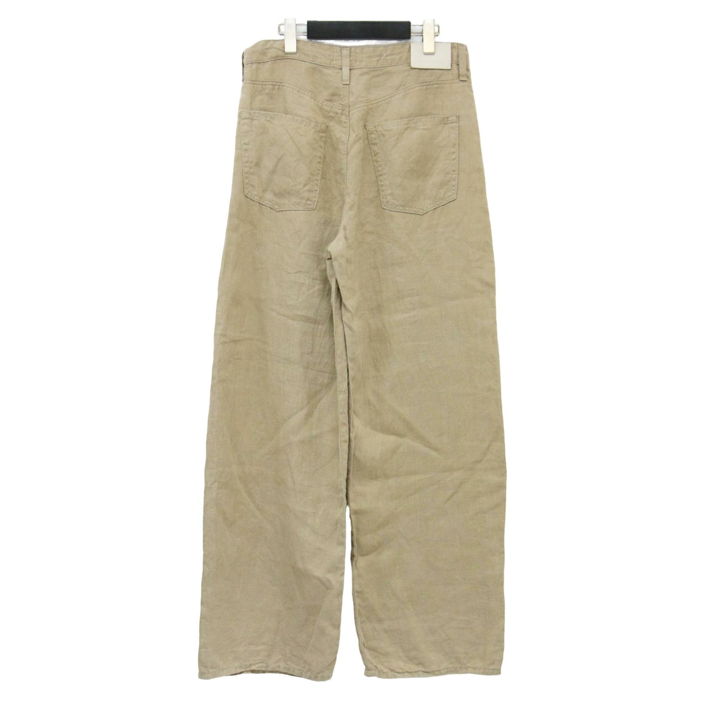 25春夏 リネン ワイドパンツ / BRYNN DRAWSTRING TROUSER ストレート レザーパッチ 5ポケット