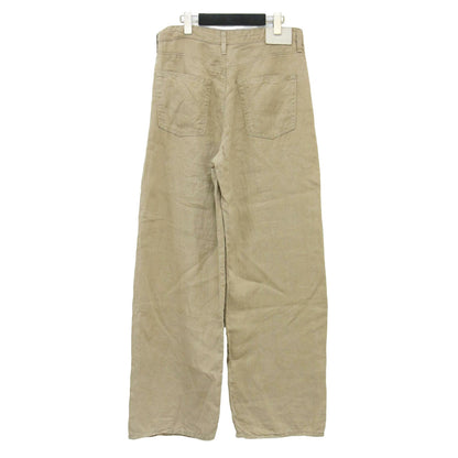 25春夏 リネン ワイドパンツ / BRYNN DRAWSTRING TROUSER ストレート レザーパッチ 5ポケット