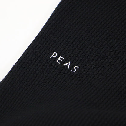 PEAS 25春夏 シフォン ワッフル ドレス / ワンピース ノースリーブ クルーネック Vネック 2WAY ハイゲージ コットン