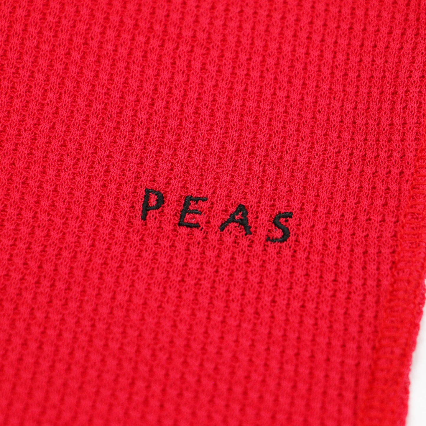 25春夏 PEAS ワッフル ミニ カットソー / Tシャツ 半袖 クルーネック クロップド丈 ロゴ 刺繍 コットン