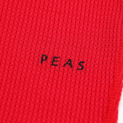 25春夏 PEAS ワッフル ミニ カットソー / Tシャツ 半袖 クルーネック クロップド丈 ロゴ 刺繍 コットン