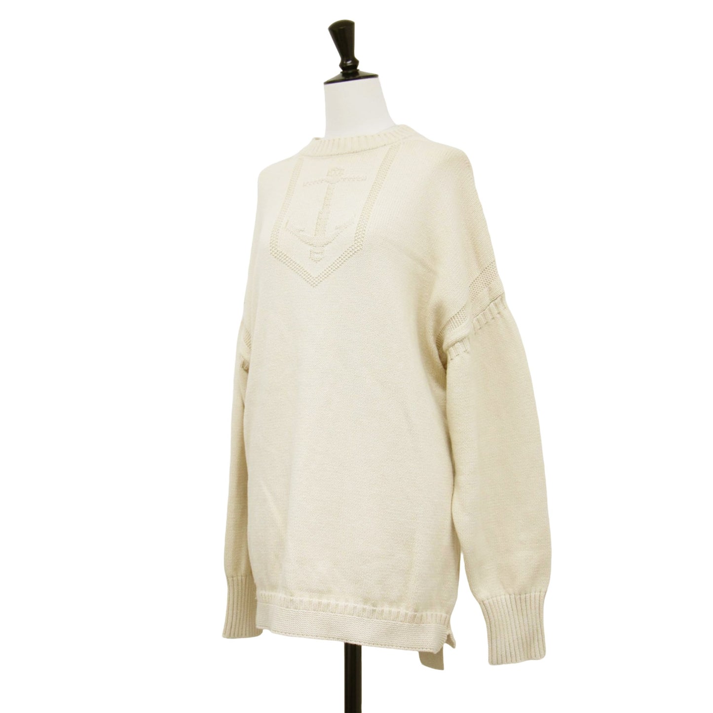 21春夏 バックオープン ガンジーセーター / GANSEY SWEATER ニット 長袖 ベルト スリット リブ アンカー バックシャン