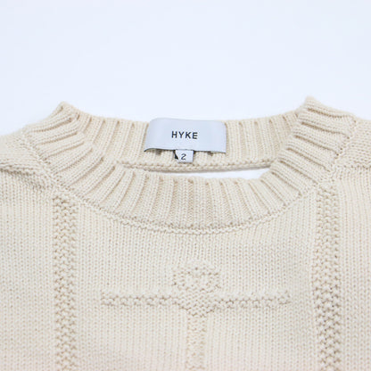 21春夏 バックオープン ガンジーセーター / GANSEY SWEATER ニット 長袖 ベルト スリット リブ アンカー バックシャン