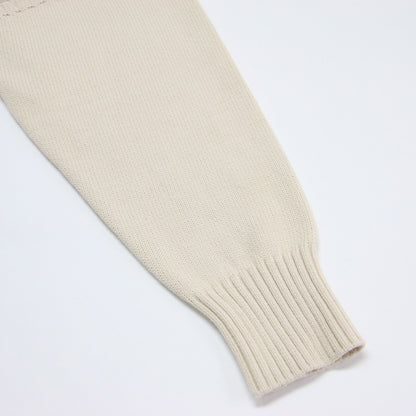 21春夏 バックオープン ガンジーセーター / GANSEY SWEATER ニット 長袖 ベルト スリット リブ アンカー バックシャン