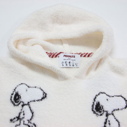 × PEANUTS 23春夏 総柄 ジャガード ワンピース / ルームウェア ロング 長袖 フード付き スヌーピー ロゴ