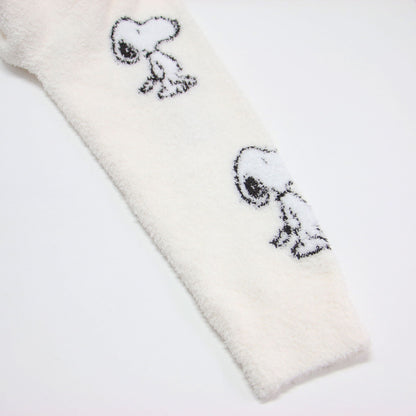 × PEANUTS 23春夏 総柄 ジャガード ワンピース / ルームウェア ロング 長袖 フード付き スヌーピー ロゴ