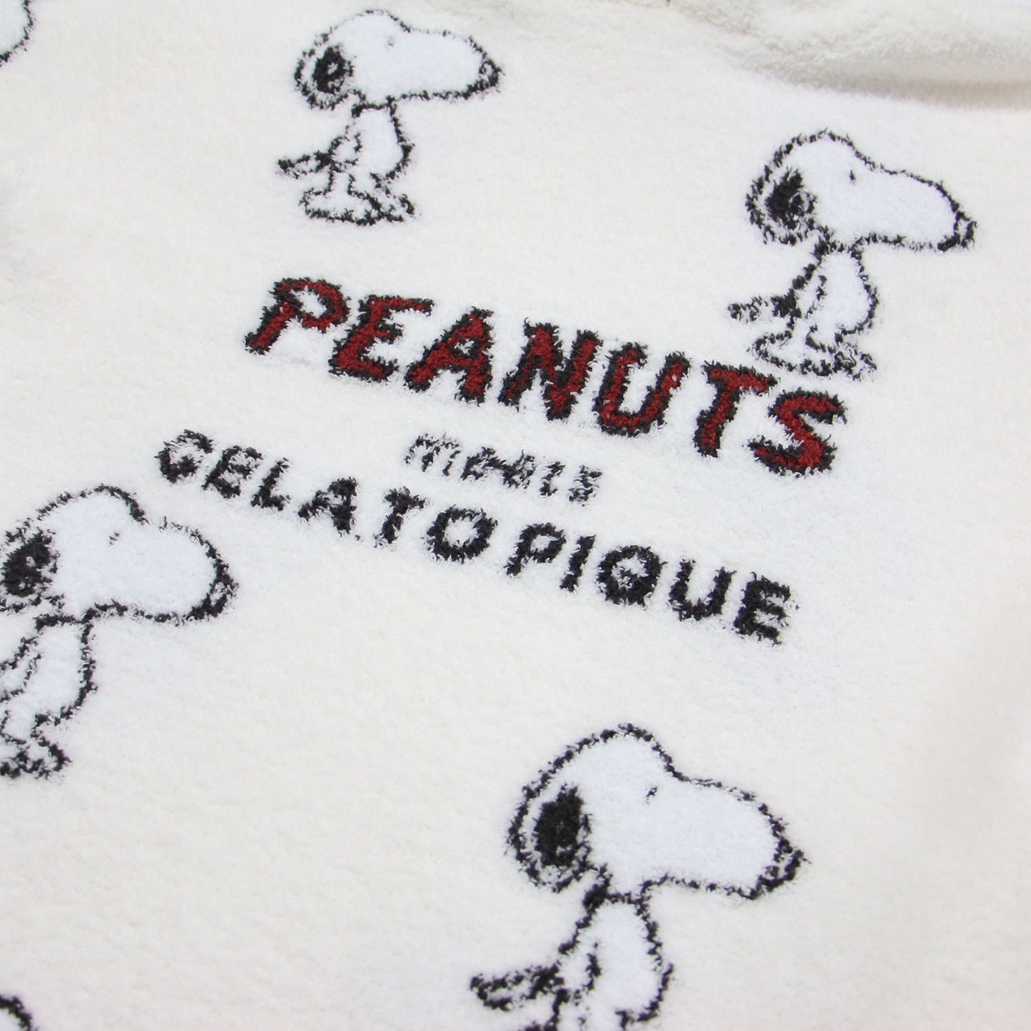 × PEANUTS 23春夏 総柄 ジャガード ワンピース / ルームウェア ロング 長袖 フード付き スヌーピー ロゴ