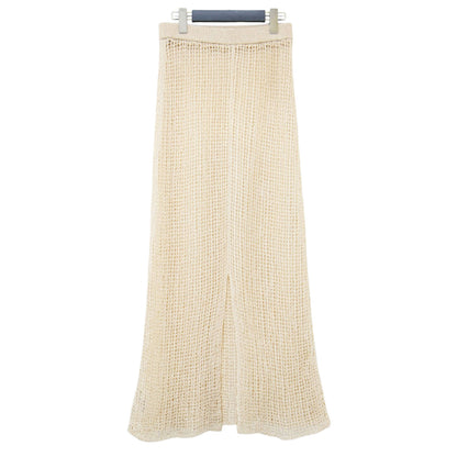 テープヤーン メッシュ スカート / Tape Yarn Mesh Skirt ロング ウエストゴム スリット