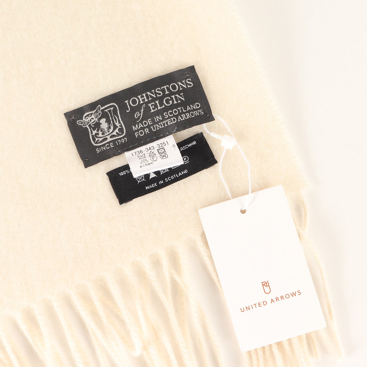 × UNITED ARROWS 別注 21秋冬 カシミヤ ソリッド ストール / マフラー 大判 フリンジ