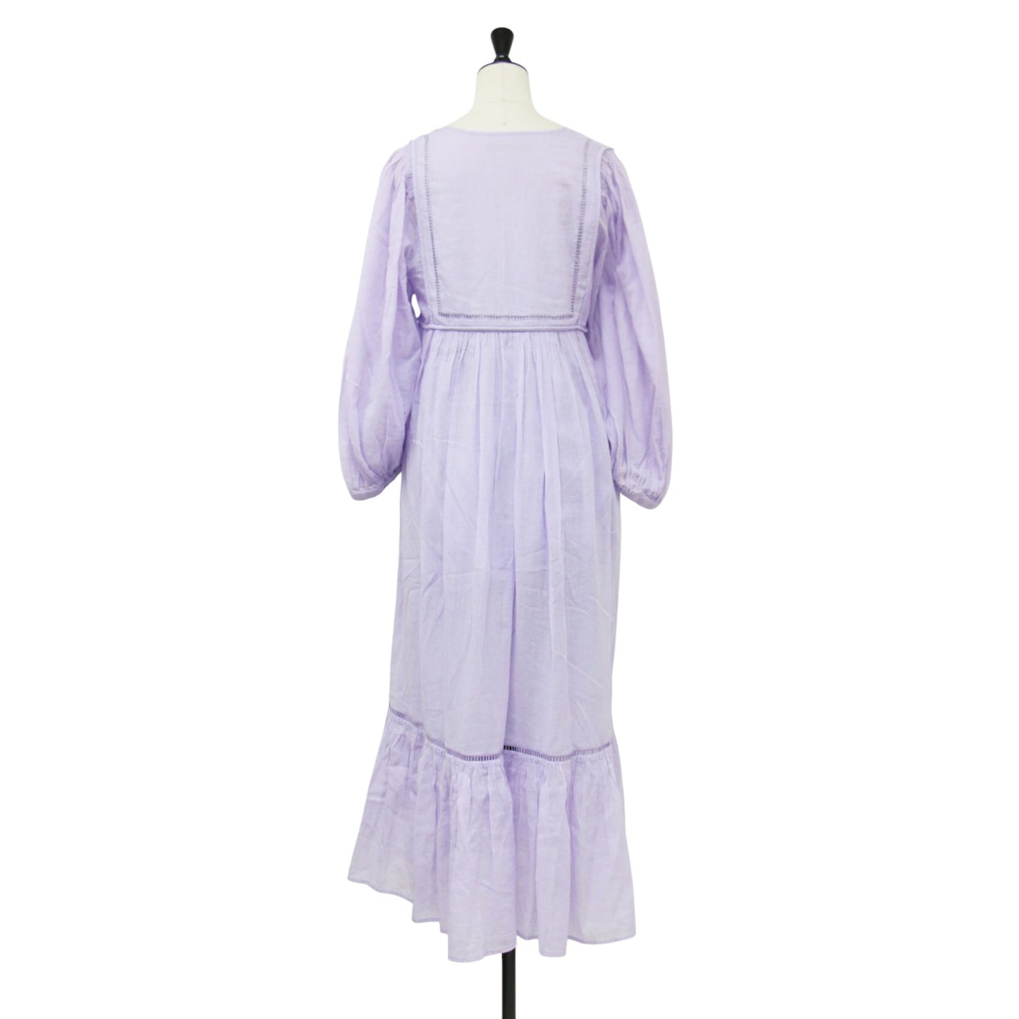 25春夏 コットンボイル ギャザー ドレス / Cotton Voile Gather Dress ワンピース ロング Vネック 七分袖 ボリュームスリーブ