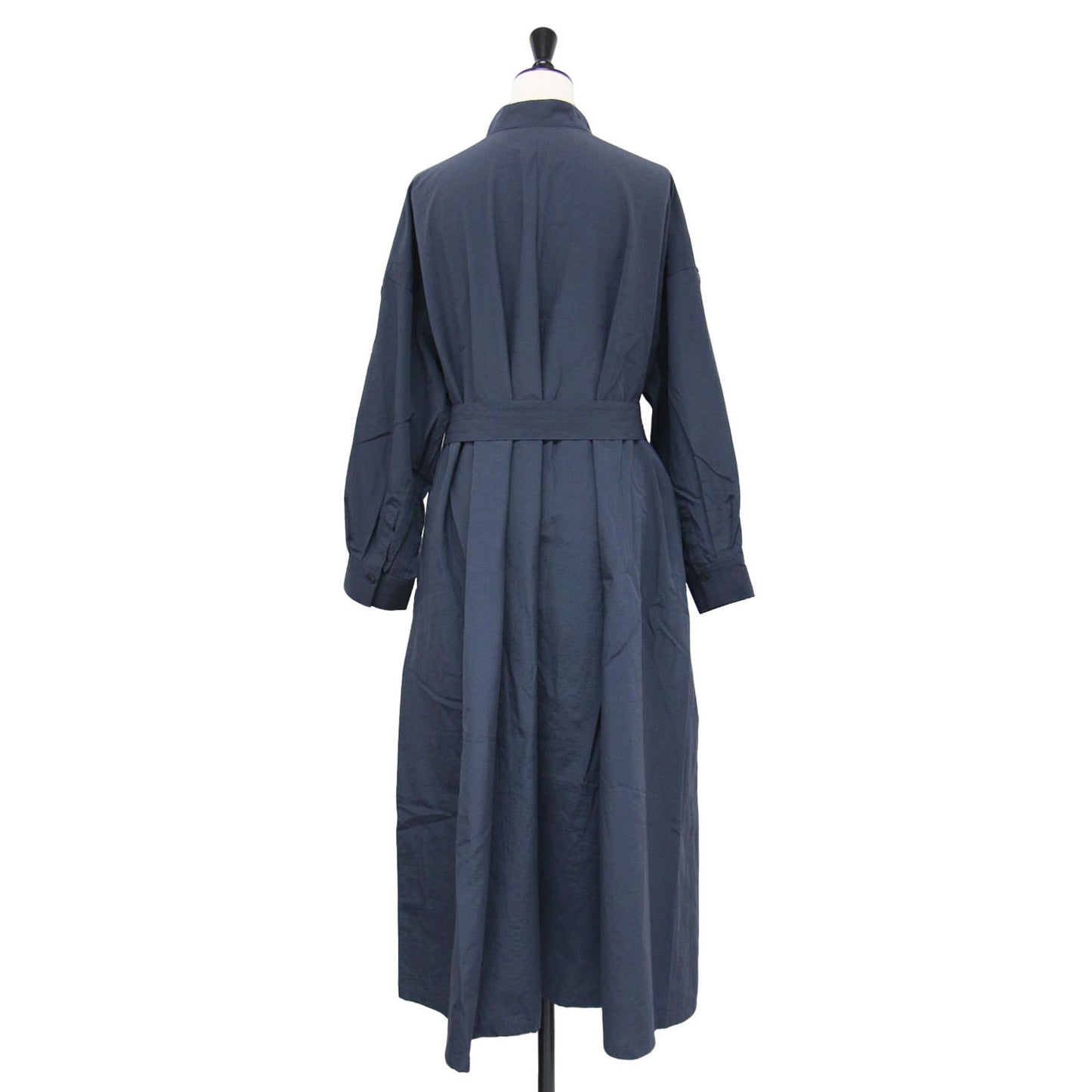 25春夏 シャツ ワンピース / ロング 長袖 スタンドカラー Vネック ウエストベルト ナイロン コットン