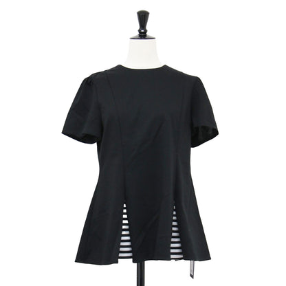 25秋冬 ボーダー フレア Tシャツ / BORDER FLARE TEE カットソー 半袖 クルーネック タック コットン