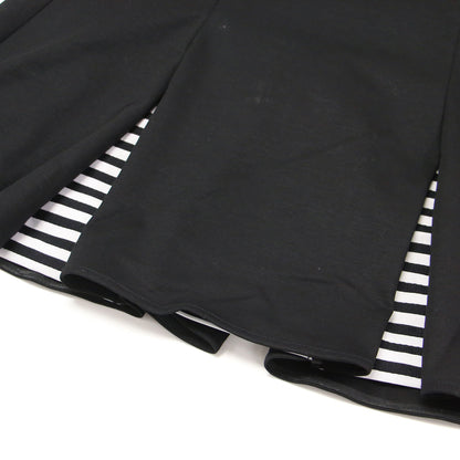 25秋冬 ボーダー フレア Tシャツ / BORDER FLARE TEE カットソー 半袖 クルーネック タック コットン